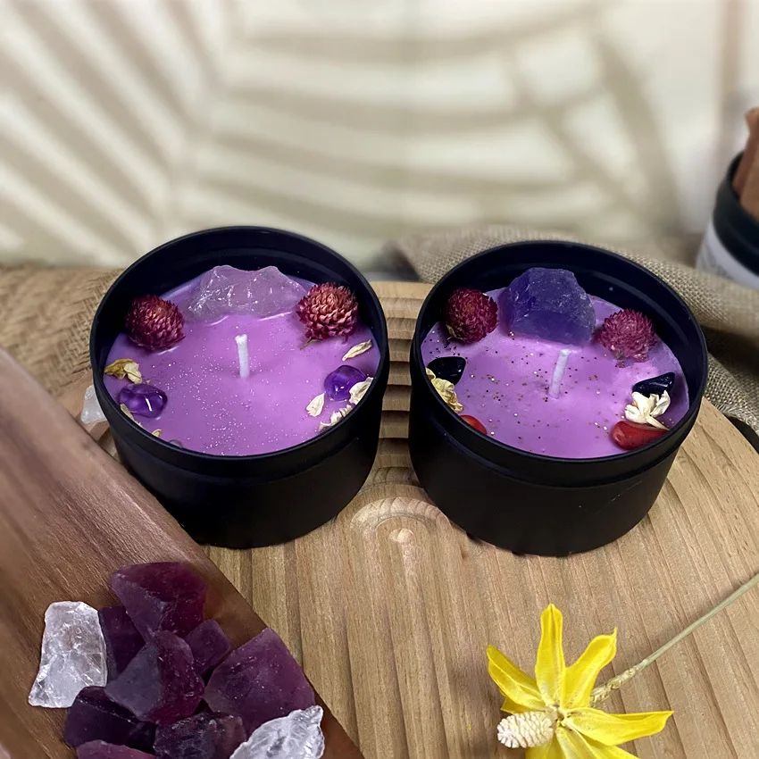 Home Fragrance Scented Candle - 8x5,2 см сушеный цветок, хрустальный камень,