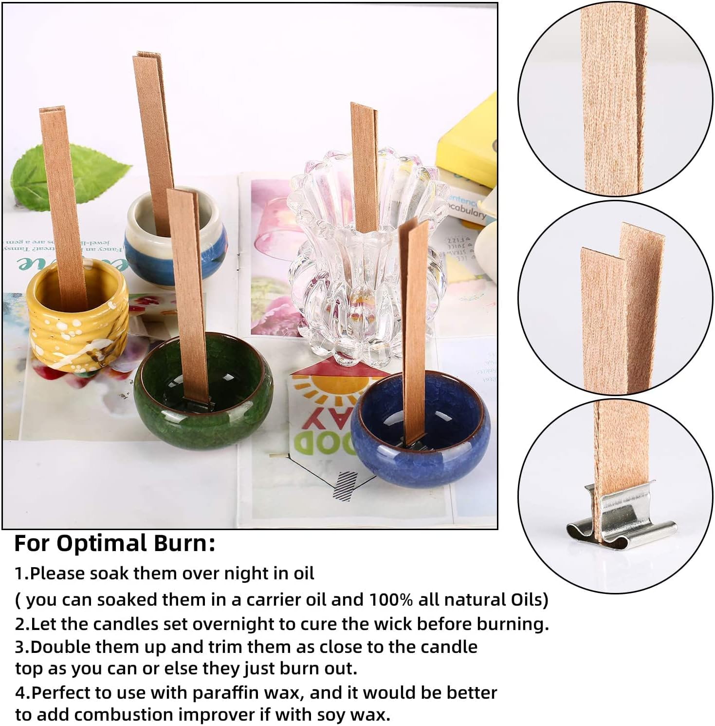 10-100 шт., фитиль для аромати – обзор и цена Wooden Wick Candle